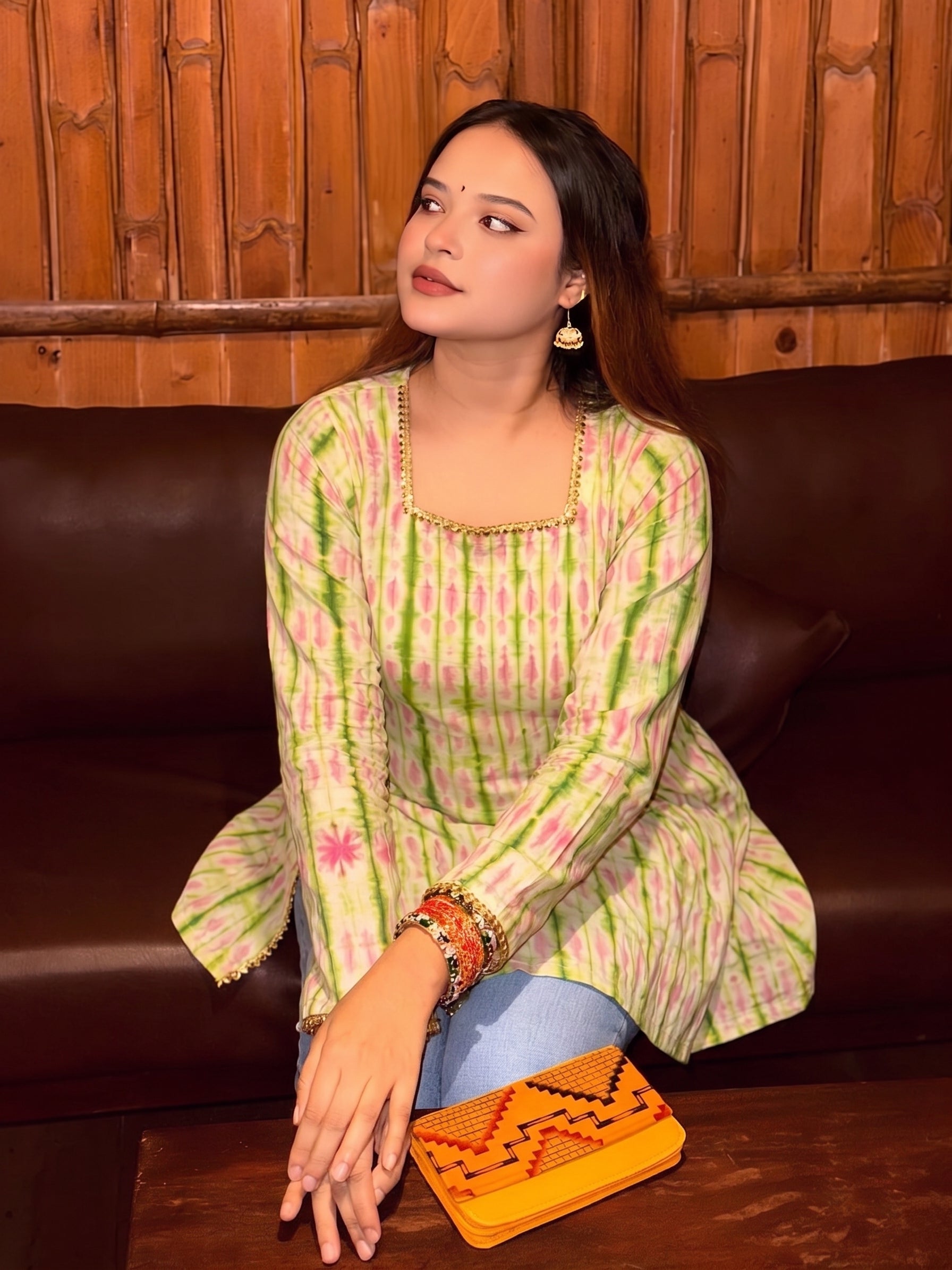 Chumki (Green) - Tie Dye Cotton Kurti